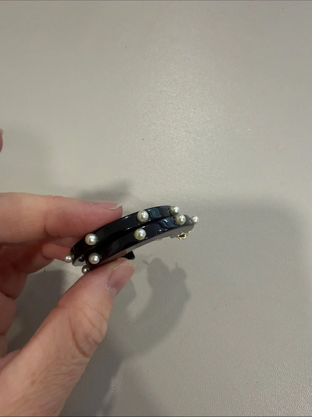Black Pearl Hoop Earrings